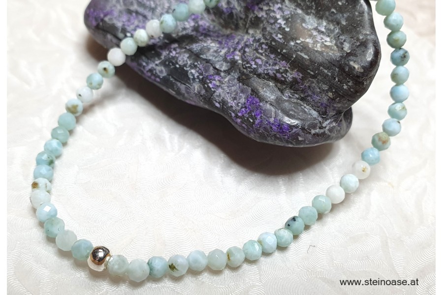 Armband Larimar 3mm facettiert, 2 Längen *16 oder 17cm* Gr.S